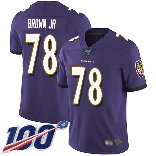 Baltimore Ravens Limited Purple Men Orlando Brown Jr. Home Jersey NFL Football #78 100th Season Vapor Untouchable